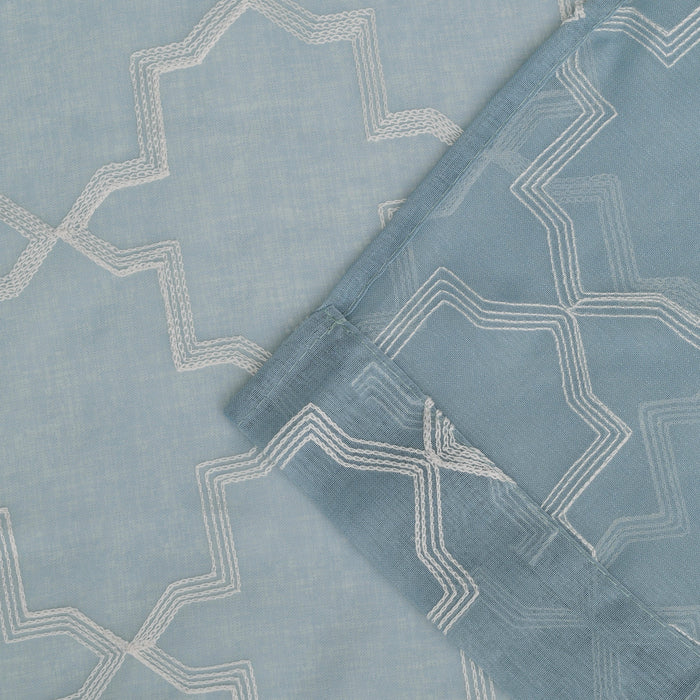 Superior Semi-Sheer Quatrefoil Printed Curtain Panels, Set of 2, light blue