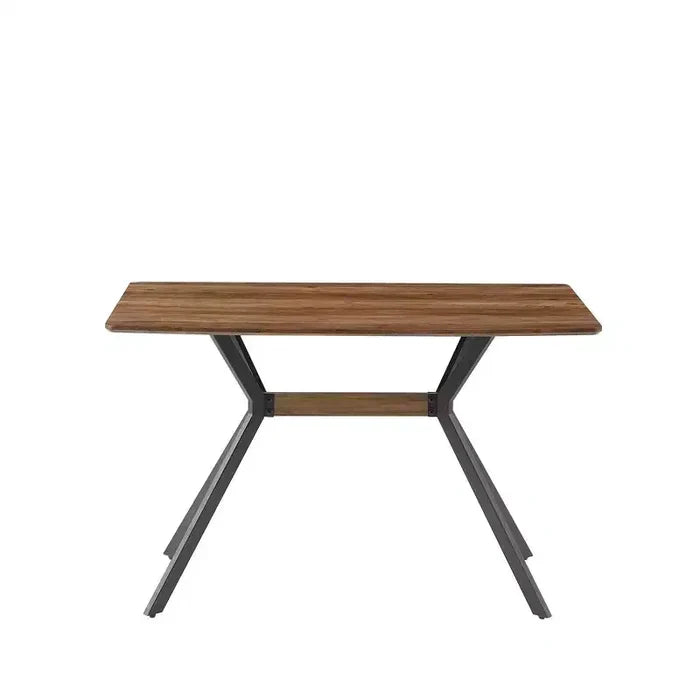 Homy Casa Rectangular Dining Table, Walnut Top with Black Metal Legs Contemporary Urban Style