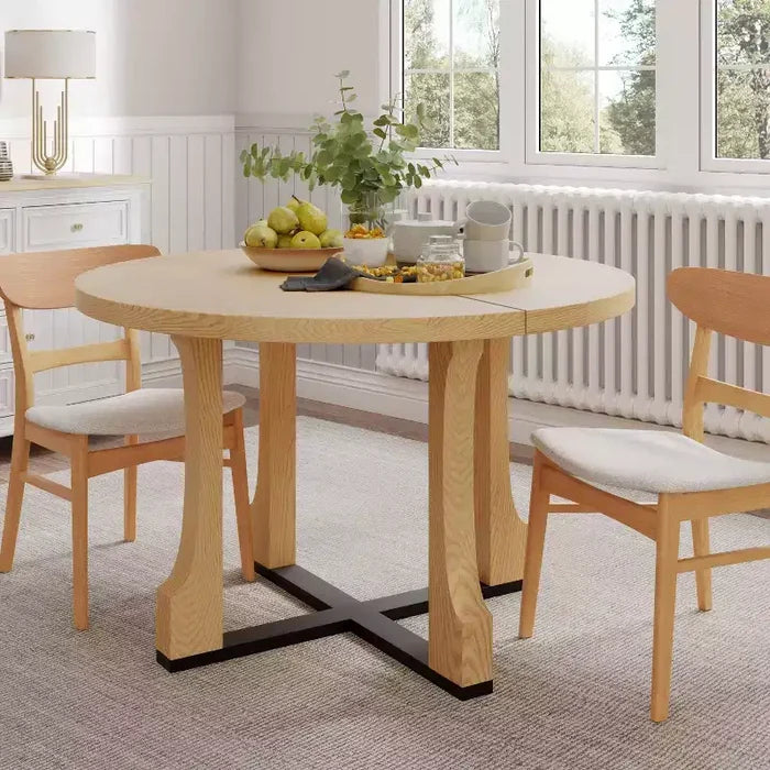 Christopher Knight Home Andrew 48" Rustic Criss Cross Frame Round Dining Table Natural Oak