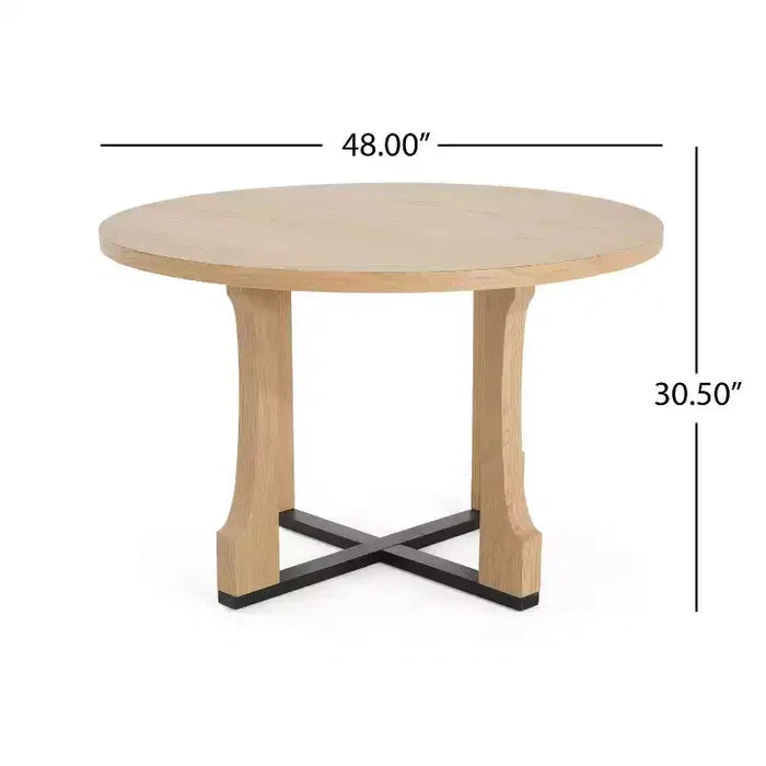 Christopher Knight Home Andrew 48" Rustic Criss Cross Frame Round Dining Table Natural Oak