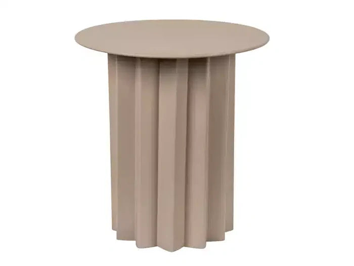 Storied Home Pleated Metal Side Table, Beige