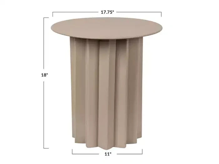 Storied Home Pleated Metal Side Table, Beige