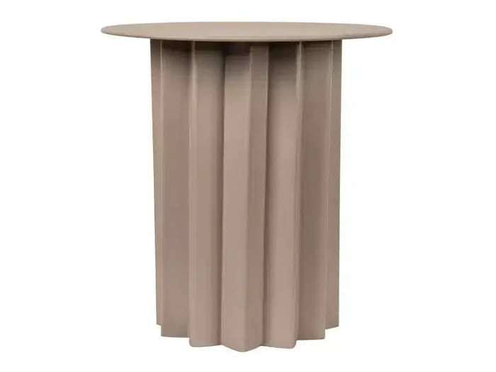 Storied Home Pleated Metal Side Table, Beige