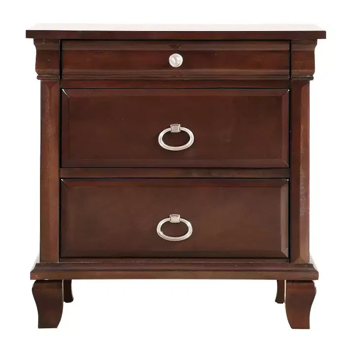 HomeStock 27 in.H x 26 in W Rectangle Brown Finish 2 Drawers Wood Nighstand For Living Room and Bedroom