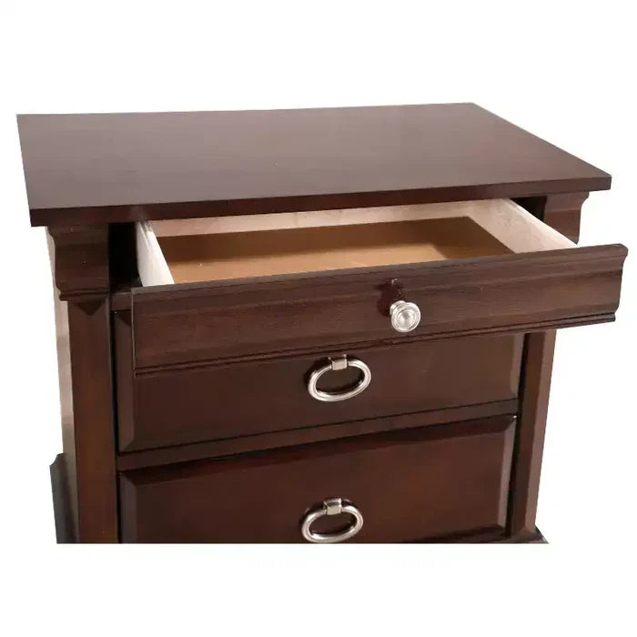 HomeStock 27 in.H x 26 in W Rectangle Brown Finish 2 Drawers Wood Nighstand For Living Room and Bedroom