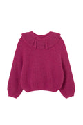 top l/s chunky knit ruffle collar sweater - prune