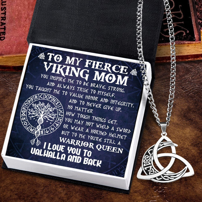 Triple Moon Goddess Necklace - Viking - To My Fierce Viking Mom - To Me You're Still A Warrior Queen - Gnya19007
