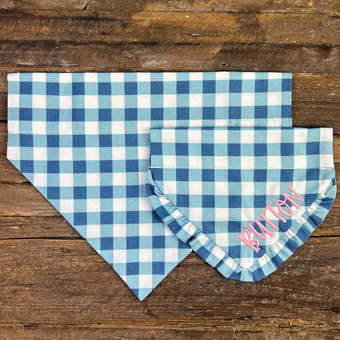 True Blue Gingham Dog Bandana