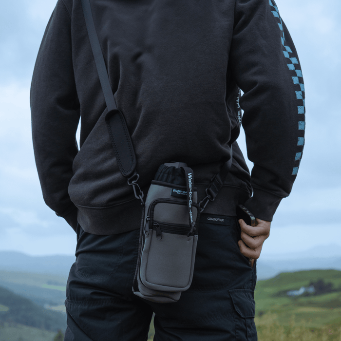 Ultimate Bottle Bag ‘Neoprene’ - Gray filter water bottle - Water to Go