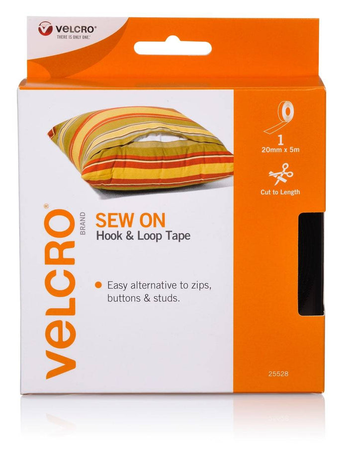 Velcro Brand  Sew on Hook and Loop Tape 20 mm X 5 Meter Black