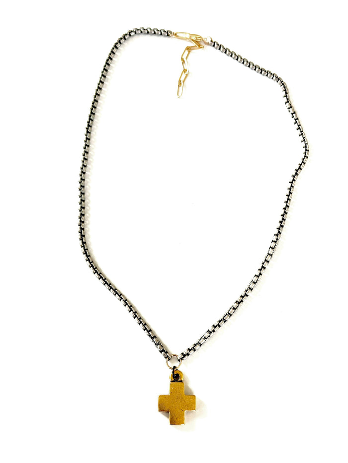 Venetian Chain with Small Cross Necklace