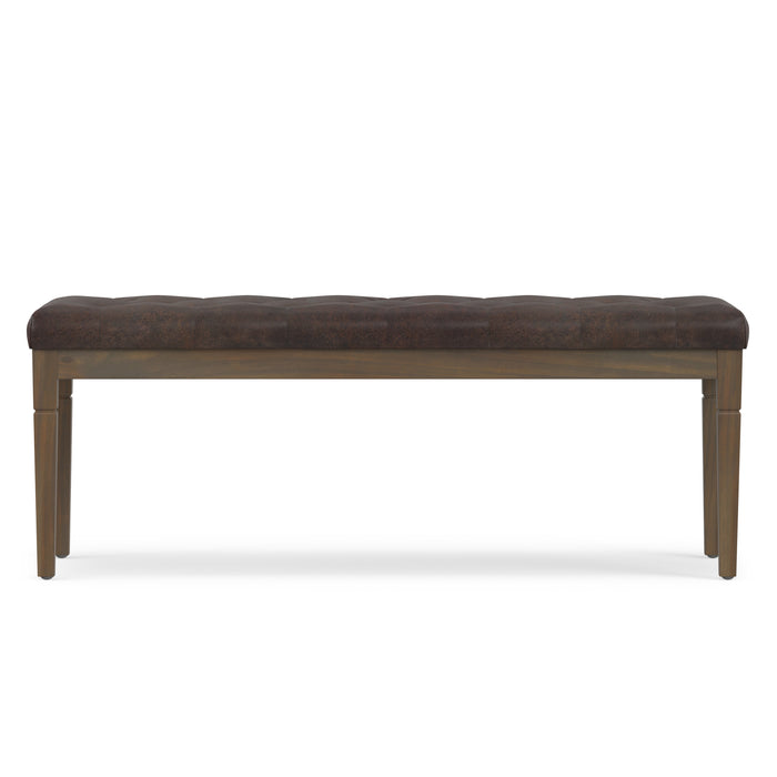 Distressed Brown Distressed Vegan Leather | Waverly Tufted Ottoman Bench