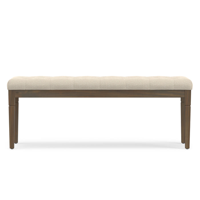 Natural Linen Style Fabric | Waverly Tufted Ottoman Bench