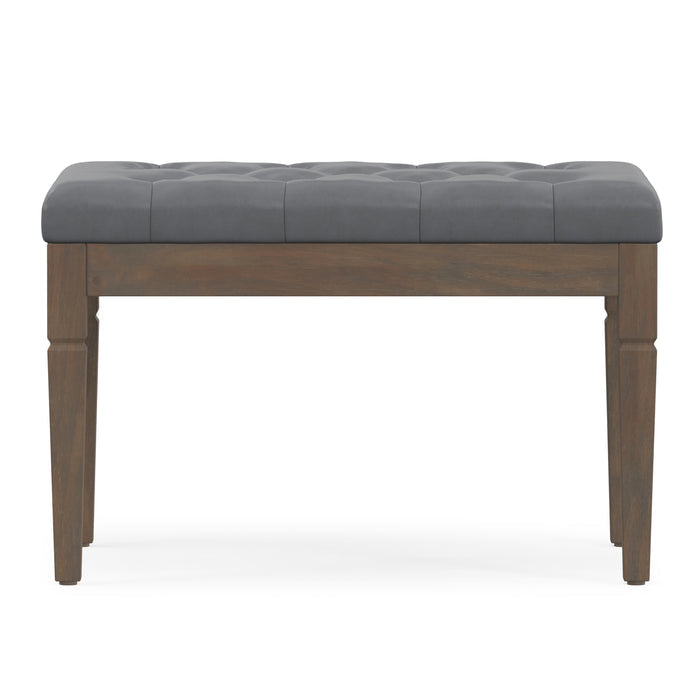 Stone Grey Vegan Leather | Waverly Small Tufted Ottoman Bench in Vegan Leather