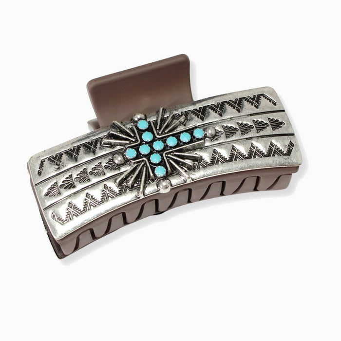 Western Cross Rectangular Hair Claw
