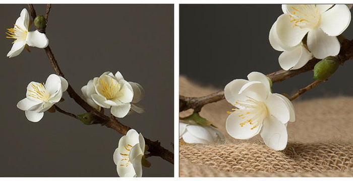 White and Pink Plum Artificial Flowers, Artificial Botany Plants, Silk Flower Arrangement, Plum Flower, Simple Flower Arrangement for Home Decoration-Paintingforhome
