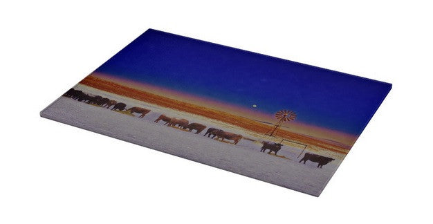 Windmill And Cows Night Feed Cutting Board