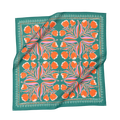 Bold Floral patterned bandana scarf  with orange flowers on a green background