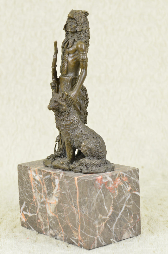 Wolf Robe The Guardian by Coypel American Indian Western Bronze Figure Sculpture