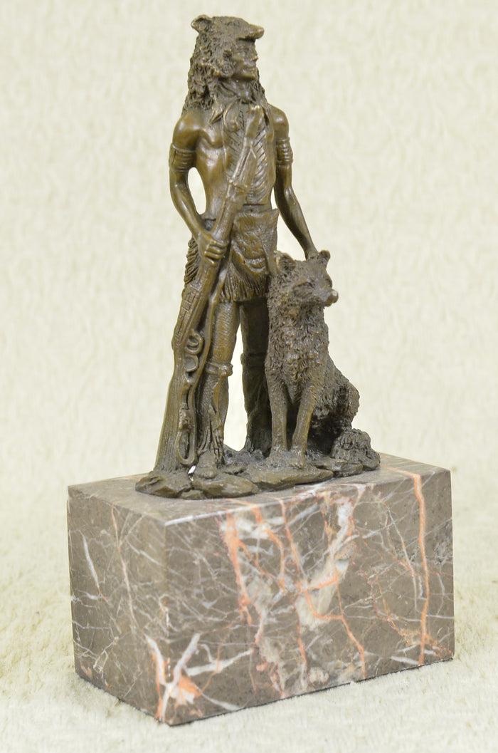 Wolf Robe The Guardian by Coypel American Indian Western Bronze Figure Sculpture