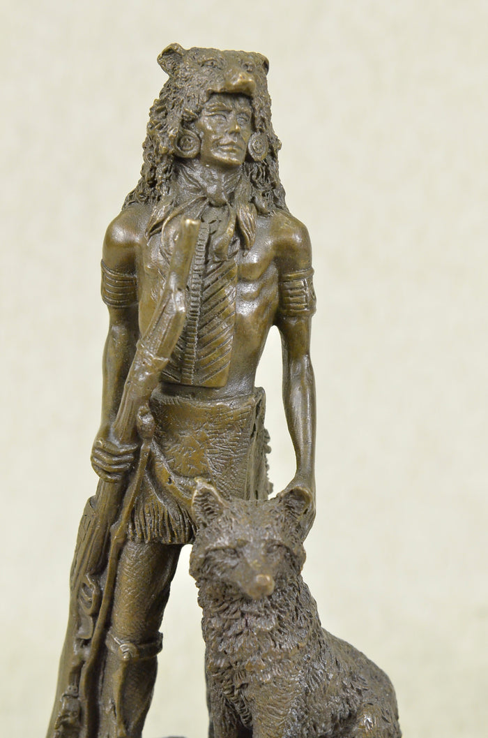 Wolf Robe The Guardian by Coypel American Indian Western Bronze Figure Sculpture