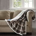 Woolrich Tasha Reversible Plaid Oversized Faux-Fur to Berber Electric Throw, Brown