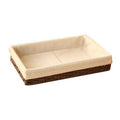 Woven Straw Storage Basket with Linen Lining, Storage Basket for Food, Rectangle Storage Basket for Kitchen-Paintingforhome