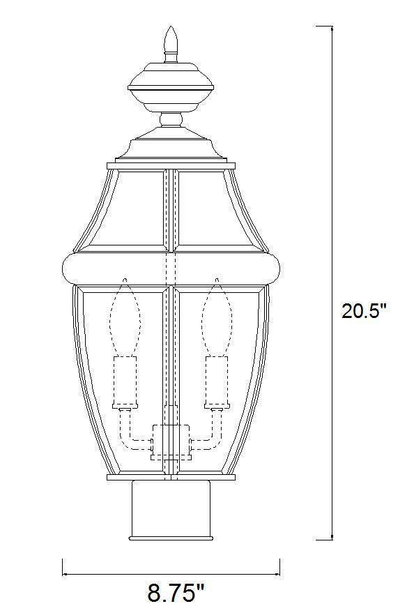 Outdoor Post Mount Fixture Z-Lite 580PHM-BK Black Westover 2 Light Outdoor Post Mount Fixture Z-Lite